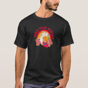 Houdt uw paarden Retro 80s Landpaard vast T-shirt