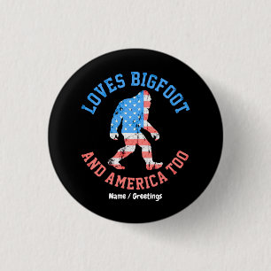 Houdt van Bigfoot en Amerika Te Patriotisch Amerik Ronde Button 3,2 Cm