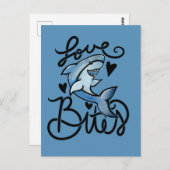 houdt van BITES grappige Valentijnsdag Shark Briefkaart (Voorkant / Achterkant)