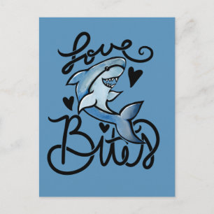 houdt van BITES grappige Valentijnsdag Shark Briefkaart