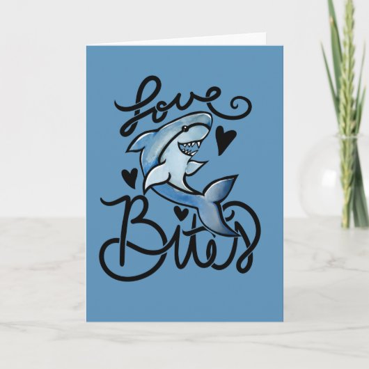 houdt van BITES grappige Valentijnsdag Shark Kaart (Voorkant)