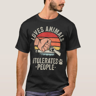 Houdt van Dieren Toleert Mensen Dierenliefhebber G T-shirt