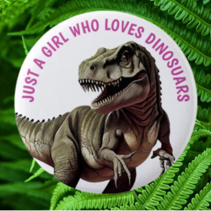 Houdt van dinosaurussen MEISJE Ronde Button 5,7 Cm