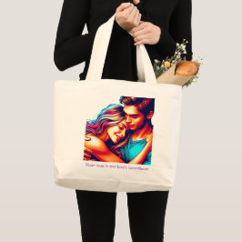 Houdt van hartslag grote tote bag