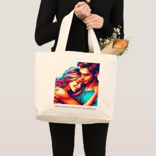 Houdt van hartslag grote tote bag