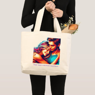 Houdt van hartslag grote tote bag