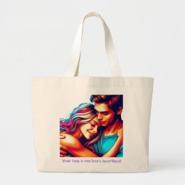 Houdt van hartslag grote tote bag