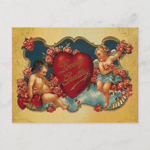 Houdt van het begroeten van Cupido Valentijn Feestdagenkaart
