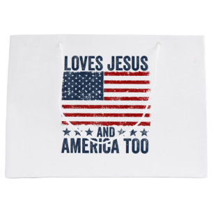 Houdt van Jesus en Amerika te God Christelijk 4th Groot Cadeauzakje
