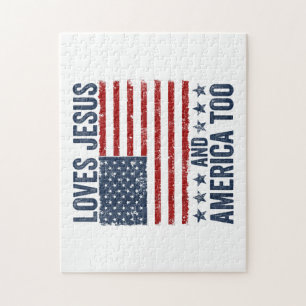 Houdt van Jesus en Amerika te God Christelijk 4th  Legpuzzel