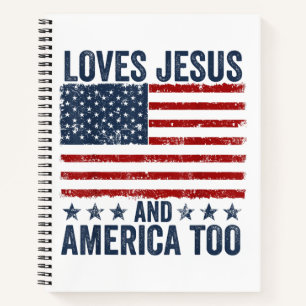 Houdt van Jesus en Amerika te God Christelijk 4th  Notitieboek