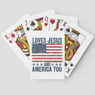 Houdt van Jesus en Amerika te God Christelijk 4th Pokerkaarten