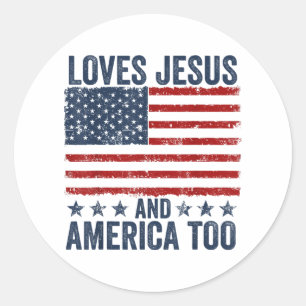Houdt van Jesus en Amerika te God Christelijk 4th  Ronde Sticker