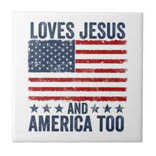Houdt van Jesus en Amerika te God Christelijk 4th  Tegeltje