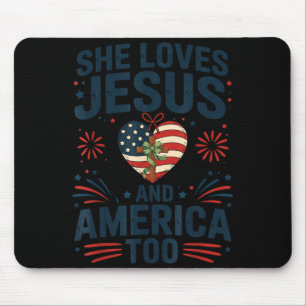 Houdt van Jezus en Amerika ook Amerikaanse vlag pa Muismat