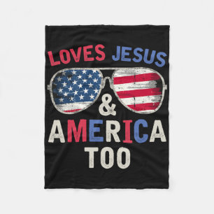 Houdt van Jezus en Amerika ook retro God Christeli Fleece Deken