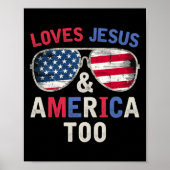 Houdt van Jezus en Amerika ook retro God Christeli Poster (Voorkant)