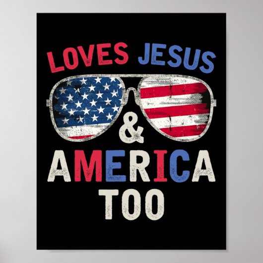 Houdt van Jezus en Amerika ook retro God Christeli Poster (Voorkant)