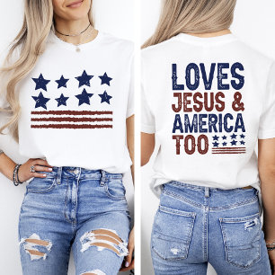 Houdt van Jezus en Amerika op 4 juli T-shirt