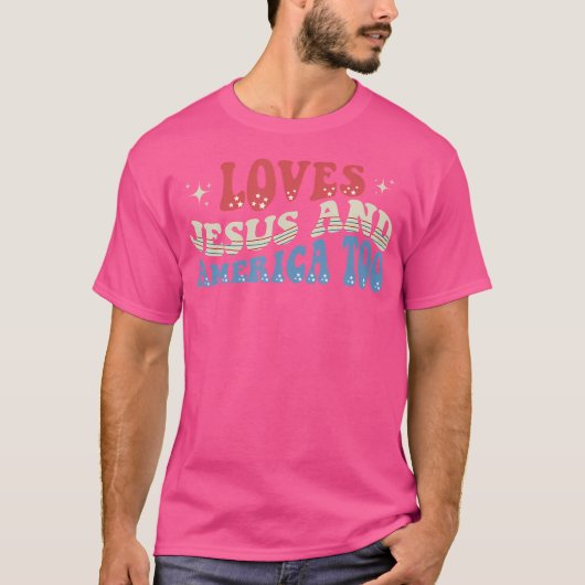 houdt van jezus en amerika te Christelijk 4 juli T-shirt (Voorkant)