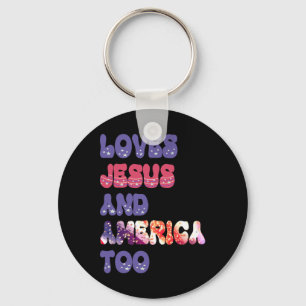 Houdt van Jezus en Amerika te groovy Independence Sleutelhanger