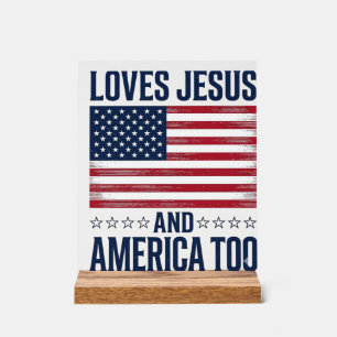 Houdt van Jezus en Amerika Te Patriotisch Christel Acryl Bord