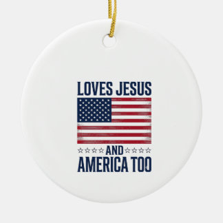 Houdt van Jezus en Amerika Te Patriotisch Christel Keramisch Ornament