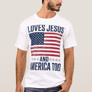 Houdt van Jezus en Amerika Te Patriotisch Christel T-shirt