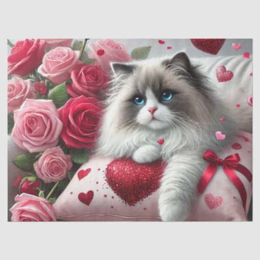 Houdt van Rozen en Ragdoll Katten Tissuepapier (Voorkant)