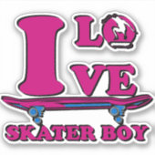 houdt van Skateboard 4-inch Kiss Cut Vinyl Sticker (Voorkant)