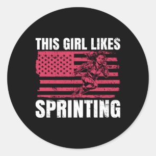 houdt van springen atletiek hobby sprinter ronde sticker