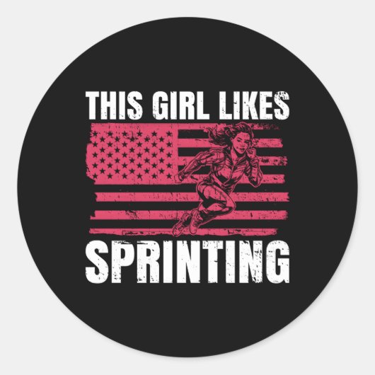 houdt van springen atletiek hobby sprinter ronde sticker (Voorkant)