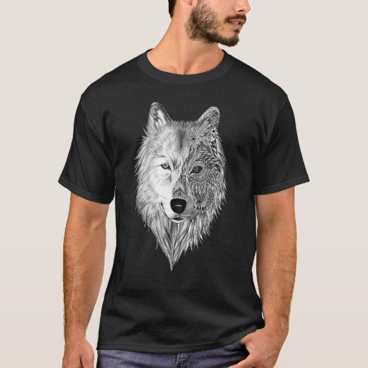 houdt van Wolven wolf Face T-shirt (Voorkant)
