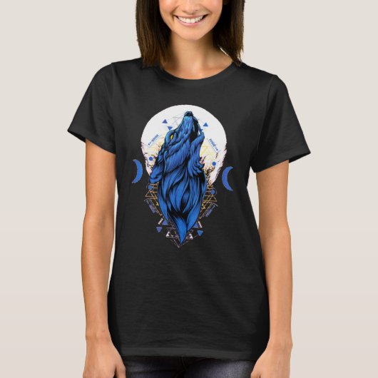 Houdt van Wolven wolf maan 1 T-shirt (Voorkant)