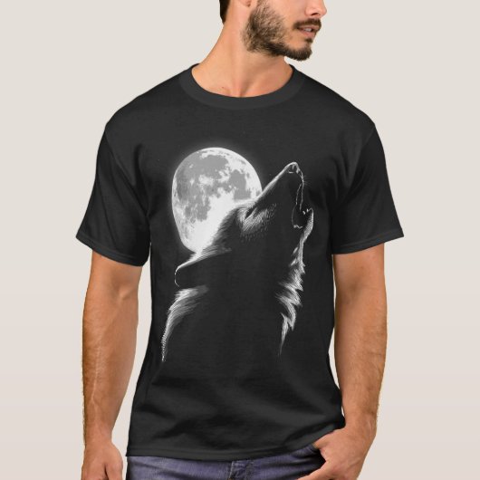 houdt van Wolven wolf maan 3 T-shirt (Voorkant)
