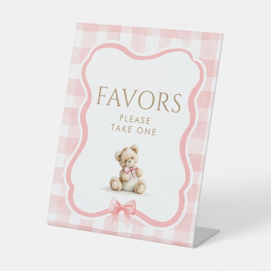 Houdt van Zachte Teddybeer Baby Shower Tafelbord Reclamebord Met Voetstuk (Voorkant)