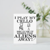Houeps Aliens Away Cello Briefkaart (Staand voorkant)
