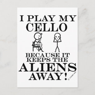 Houeps Aliens Away Cello Briefkaart