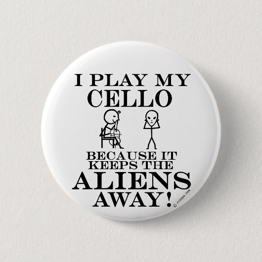 Houeps Aliens Away Cello Ronde Button 5,7 Cm (Voorkant)