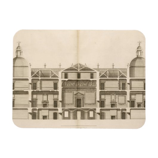 Houghton Hall: deel van de westkant, gegraveerd Magneet (Horizontaal)