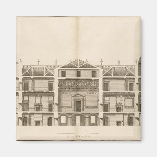 Houghton Hall: deel van de westkant, gegraveerd Magneet (Voorkant)