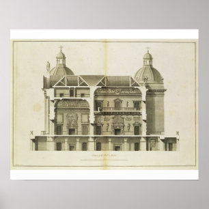 Houghton Hall: dwarsdoorsnede van de Hall en Salon Poster