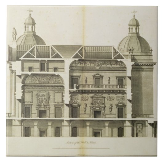 Houghton Hall: dwarsdoorsnede van de Hall en Salon Tegeltje (Voorkant)