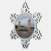 Houghton Hancock Bridge, schemervormer Tin Sneeuwvlok Ornament (Rechts)