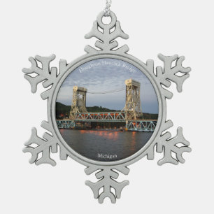 Houghton Hancock Bridge, schemervormer Tin Sneeuwvlok Ornament