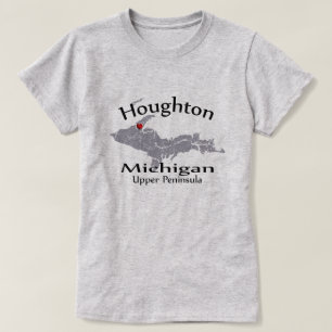 Houghton Michigan Heart Map Dames T-shirt