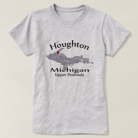 Houghton Michigan Heart Map Dames T-shirt (Design voorkant)