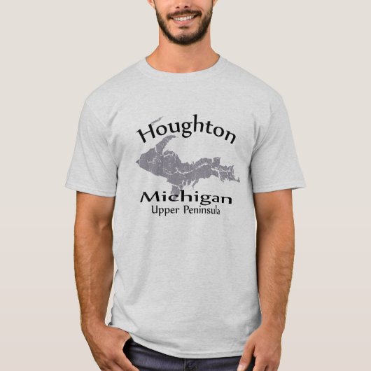 Houghton Michigan Map Design T-shirt (Voorkant)