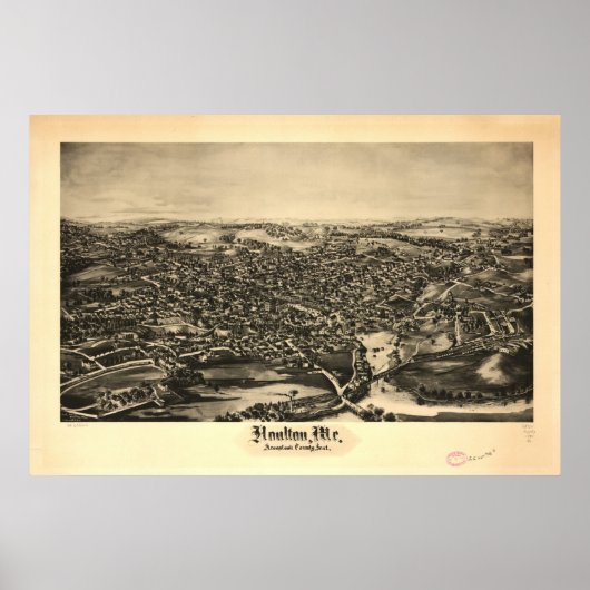 Houlton Maine 1894 Antiek Panoramische Kaart Poster (Voorkant)