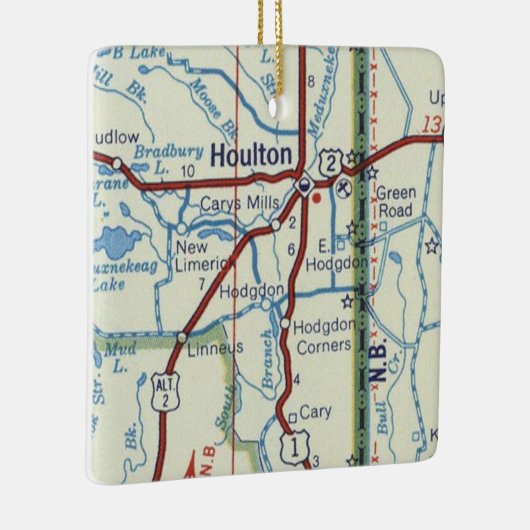 Houlton Maine  Map Keramisch Ornament (Rechts)